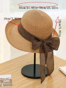 1 Peça Chapéu de Praia Fashionista Multicolorido com Laço para Mulheres, Chapéu Balde Dobrável para Proteção UV no Verão, Sombreamento