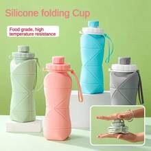 1pc 600ML Silicone Collapsible Water Bottle, Large Capacity Portable Outdoor Sports Water Cup, Retractable Travel Cup - Multicolor - View 1