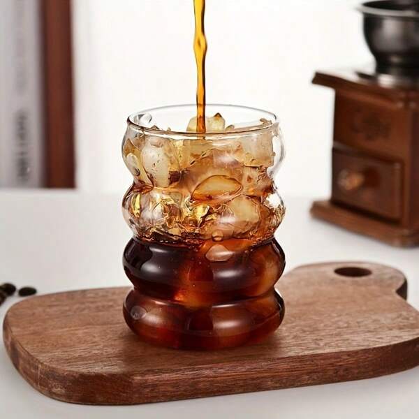 1pc Caterpillar Designed Reusable Glass Cup, No Paint, Suitable For Tea, Iced Coffee, Cocktail, Yogurt, Christmas, Halloween, Easter, Thanksgiving, Valentine's Day