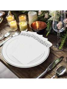 30pcs/Pack Disposable Linen-Feel Guest Hand Towels - White Decorative Napkins, Silver Floral Paper Towels, Suitable For Home Gatherings, Outdoor Parties, Weddings - Silver - View 4