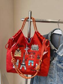 Borsa da donna 2025 nuova, borsa a tracolla di grandi dimensioni, borsa a tracolla monospalla di nicchia per pendolari, borsa casual versatile minimalista di moda, comoda in tessuto di nylon con design color-block, tracolla lunga regolabile, borsa shopping ampia apertura, popolare in autunno e inverno