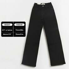 KatchMe Women's Minimalist High Waist Denim Stretch Wide Leg Jeans,  Multi-Pocket Denim Trousers For Women, Classic Women's Pants, Street Womenswear - màu đen - Xem 2