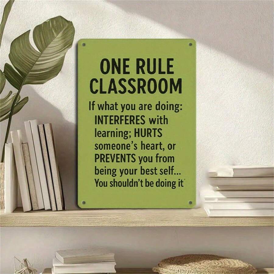 1PC Motivational Tin Sign, One Rule Classroom, Educational Wall Art, Classroom Quote, High-Quality Metal, School And Office Decor, Perfect For Classroom Wall Decor, 8x12 Inches / 20x30 Cm - 8x12吋/20x30公分-1件 - 查看 1