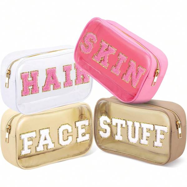 Chenille Letter Cosmetic Bag Set Nylon PVC Clear Waterproof Makeup Pouch Stuff Hair Travel Bag Zipper Multi Purpose Aesthetics Toiletry Organizer For Women Gym Travel Beach (Fresh Colors) Bag, Room Decor, Bag, Vanity, Make Up Bag, Organizer, Storage, Makeup Organizers, Toiletry Bag, Desk Organiser, Cosmetic Bag, Makeup Pouch, Make Up Organize, Make Up Pouch, Makeup Bag, Vanity, Make Up Pouch Bag, Small Makeup Bag, Cosmetic Bag, Christmas Gifts, Pouch, Clutch / Small Handbag, Makeup Organizer, Pouch, Brush Holder, Mini Pouch, Large Capacity Pouch