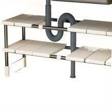 1pc Adjustable Stainless Steel Under Sink Storage Organizer Rack - Single/Double Tier Cabinet Organizer, Solid Metal And Plastic Design With Flexible Tubing For Space-Saving Kitchen Storage And Organization - Multicolor - View 2