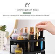 Rotating Makeup Organizer Box, Vanity Countertop Lipstick Brush Holder Storage Rack, Bathroom Cosmetic Display Stand - Black - View 6