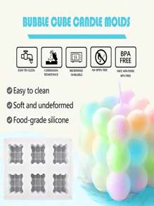 Formă 3D Bubble Cloud din silicon pentru prăjituri pentru mousse - 6 pătrate conectate, tavă de copt, potrivită pentru deserturi și decorațiuni, produse de patiserie, ciocolată, budinci, jeleuri, prăjituri cu brânză, înghețată, formă de cub 3D