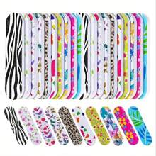 1/5/10/30/50pcs Nail Files, Professional Double-Sided Sandpaper Printed Nail Files, Fashion Style Manicure, Foot Care, Party Gifts, Emery Boards, Nail Tip Grooming Tool, Random Colors