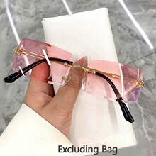 Rimless Fashion Glasses For Women And Men, Luxury Vintage Style - Brown - View 18