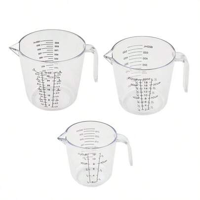 1pc Transparent Plastic Measuring Cup With Scale Markings, Thick PS Material Kitchen Measuring Tool