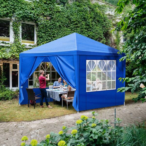 10'x10' Folding Canopy With 4 Removable Sidewalls Outdoor Activity Shelter UPF 50 Gazebo Portable Tent Suitable For Parties, Beach Camping, Weddings , 4 Pack Of Weight Bags Carry Bag