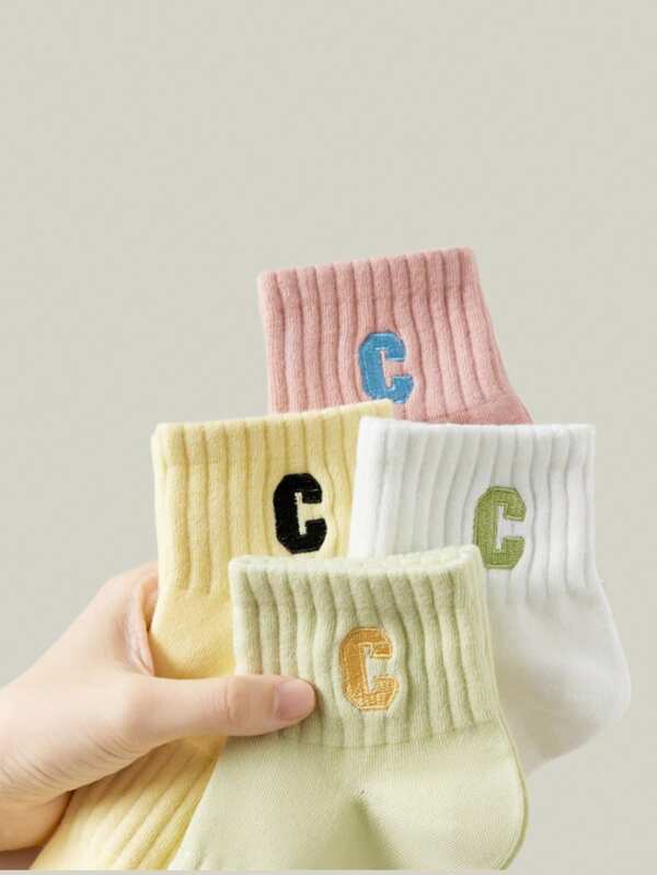 1/5/6/15 pares de calcetines cortos de verano de mujer con letras, tubo corto, antiolor, sólido, para practicar deportes