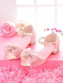 Girls Dress Up Heels, Kids Pageant High Heels Shoes For Performances, Hosts, Models, Runway - Pink - View 6