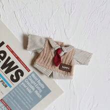 1pc Doll Outfit Striped Shirt Blouse, Preppy Style Top With Jeans Skirt And Glasses Set