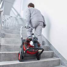 Desatascador de desagües de 30 m x 9,5 cm, con barrena de alimentación automática y ruedas, portátil de 370 W con cortadores e interruptor de pie neumático para tuberías de 5 a 10 cm. - Tipo de Enchufe A USA (110-127V) - Ver 1