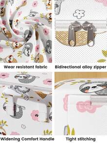 1PC Clothing Storage Box, Household Large Capacity Wardrobe, Clothing Sorting Box, Folding Bag, Dust-Proof Storage Basket, Upgraded Reinforced Handle, Thickened Waterproof Fabric, Double-Sided Smooth Zipper, Suitable For Home Storage, Warehouse Storage,Cartoon Pattern - White - View 10