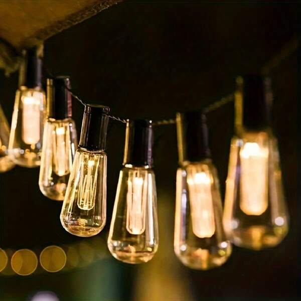 Solar String Lights Waterproof,Patio Lights Solar Powered 8 Light Modes, Solar Lights For Camping Backyard Garden Dual Function Outdoor Tent Sun Umbrella Decoration Lights Courtyard Garden LED Atmosphere Colorful Lights