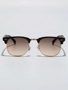 POLASUP 1pc Men's Mixed Metal Frame Polycarbonate PC Lens Coated Tinted Gradient Color Fashion Glasses, Street Fashion Suitable For Summer, Beach, Commuting, Classic Retro Traveler Coverage Style (Comes With Lanyard, Glasses Case, Cleaning Cloth) - 彩色 - 查看 5