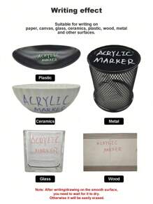 1/6/12/24 Colors Acrylic Paint Marker Pens, DIY Art Crafts Coloring Drawing Pens,Water-Based Paint Markers For Diy Painting And Creation, Suitable For Majority Surfaces Including Stone,Glass,Easter Eggs,Wood,Ceramics And Fabric,Odorless And Washable,Multicolored