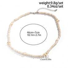 1 件男士波西米亚海星椰子壳串珠颈链，带圆眼珍珠珠，独特时尚项链 - 白色 - 查看 9