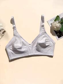 3件装简约纯色针织蝴蝶结装饰加大码女士舒适休闲运动文胸