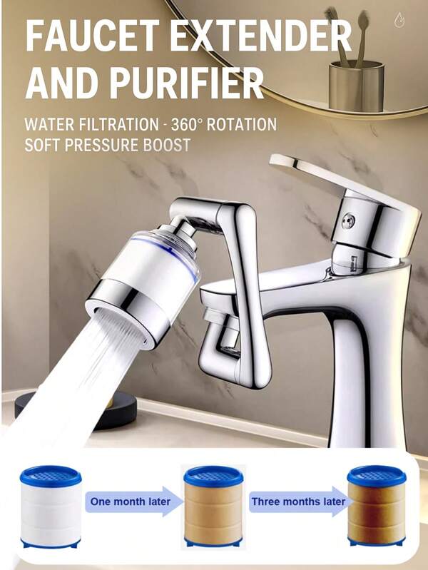 Kitchen Filter Faucet 1080° Rotatable Mechanical Arm Bathroom Washing Extended Faucet Spout, Sink Faucet Filter Faucet Extender, Suitable For Kitchen And Bathroom, Industrial Supplies, The Product And The Actual Object Are Not The Same Production Batch Number, There Are Some Details Difference, But It Does Not Affect Normal Use, Mind Please Do Not Buy