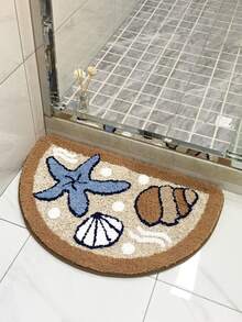1 件柔软毛绒海洋海星贝壳地垫 45 X 70 厘米（17.7 X 27.5 英寸），防滑吸水浴室垫，适用于卧室、客厅、厨房、玄关，可机洗，新品 - 棕色 - 查看 3