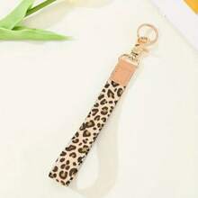 1pc Women Leopard Print Anti-Lost Wristband Key Chain | Dual Material Design (Wear-Resistant Fabric + Soft Leather) + Non-Slip Double Metal Buckle | Multifunctional Storage For Phone, Keys, Elegant Birthday Gift For Women, Commuting Fashion Accessory