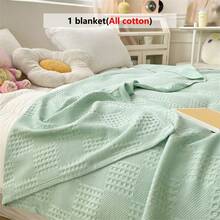 1 buah Selimut Kasa Wafel Lembut & Nyaman - Ramah Kulit, Warna Polos, Cocok Untuk Tempat Tidur, Sofa, Bantal - Sempurna Untuk Relaksasi & Berpelukan - Hijau - View 6