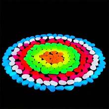 用于户外装饰的发光鹅卵石 - 适用于花园、水族馆、小径和 DIY 项目的鲜艳塑料石 - 绿、蓝、红、粉、黄和白色的夜光岩石，装饰花瓶和盆栽植物，营造夜间氛围 - 彩色 - 查看 9