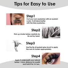 480pcs False Eyelash Clusters, 30D+40D+50D+60D+80D+100D, DIY Eyelash Extension Faux Mink Lashes - Premium D-Curl Fluffy Natural Thick Individual Lash Clusters, Suitable For DIY Eyelash Extension - Reusable, Lightweight And Easy To Apply - D - 查看 6