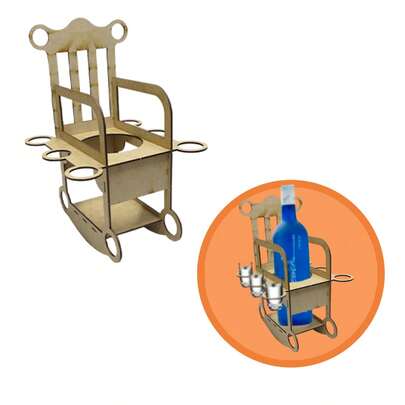 Porta Botella 6 Caballitos Silla Mecedora Mdf 3 Mm