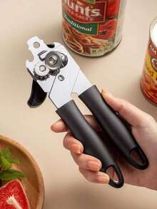 1pc Stainless Steel Can Opener, Efficient And Effortless - Black - View 2