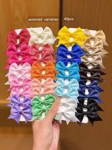 40pcs Random Colors Cute Bow Hairclips For Daily Use