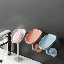 1Pc Shell Shaped Soap Dish, Wall-Mounted Drainage Soap Holder Shelf, Creative Soap Box, Keeps Soap Bar Dry And Clean, Easy To Clean, Bathroom Wall Mount Soap Rack, Extends Soap Lifespan Home Bathroom Decor Fall Decor Back To School