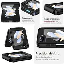 Funda para teléfono compatible con Galaxy Z Flip3/4/5/6, de unicolor ultra delgado, minimalista, con cobertura completa y anticaídas, con cordón - Negro - Ver 3