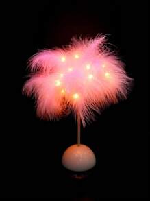 1 Luz de pluma LED rosa/blanca, luz nocturna decorativa, regalo de cumpleaños, regalo romántico del Día de San Valentín, regalo festivo, funciona con pilas (pilas no incluidas), apropiada para decoración de habitación, sala de estar, mesa del comedor