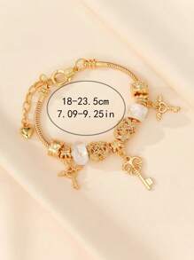 1pc Summer Beach New Minimalist Fashion Angel Wing Heart Adjustable DIY Beaded Bracelet For Women