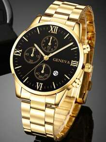 8-Piece Men's Quartz Watch Set, + Ring + Cross + Bracelet Set