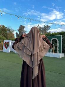 1 Khăn trùm đầu Chiffon Khimar 3 lớp dành cho nữ, kiểu dáng ngọt ngào, nhẹ nhàng, thanh lịch, thích hợp cho các hoạt động ngoài trời hàng ngày, cầu nguyện, tụ họp, mặc trong mọi mùa - Khăn trùm đầu bằng vải chiffon ba lớp - Xem 23