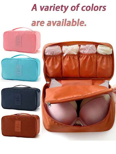 1pc Fashion Portable Multi-Function Travel Organizer Bag - Cosmetic Bag, Luggage Storage Box, Bra And Lingerie Holder. With Durable Polyester Oxford Fabric, Suitable For Storing Bras, Underwear, Ties, Socks And Shoes During Travel Home Bedroom Clothes Storage Organizer Closet Organization And Storage Bag For School School Accessories School Stuff