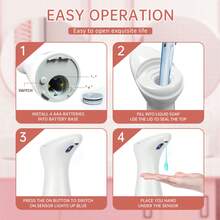 1pc Automatic Soap Dispenser, 200ml Touchless Soap Dispenser With Waterproof Base, Automatic Alcohol Dispenser ,Automatic Soap Dispenserr Liquid Kitchen Bathroom Hotel, Bathroom Organizer And Storage, Home Decor, Home Furniture - White - View 9