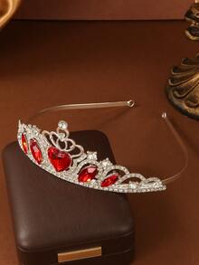 2pcs/ Set Of Currently Popular Heart-Shaped Wedding Alloy Crown Rhinestone Hair Bands, Suitable For Dance Performances, Weddings, Parties, Girls' Daily Wear, Brides, Bridesmaids, Bachelors' Parties, And As Small Gifts For Ladies And Friends To Decorate Hair Bands And Headwear Crowns Tiara Hair Garland Costume Crown