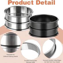 2 件/6 件不锈钢圆形英式松饼/吐司/蛋糕/蛋圈模具套装，多用途厨房汉堡/煎饼模具 - 銀色 - 查看 4