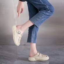 Women Closed Toe Slip-On Sandals, Thick Sole, Strap, Beach, Summer Wear