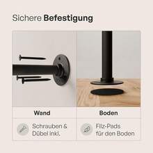 pamo Clos Rail Wall Mounted 300 kg Load Capacity – Open Wardrobe or Clos Rack Industrial Black Metal Water Pip - Bildfarbe - Übersicht 3