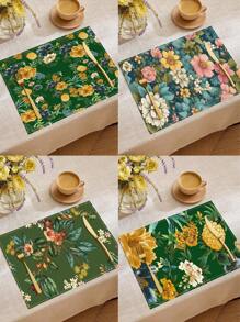 1/4 pièces Dessous de plat en lin bohème coloré, accessoires de cuisine à motif floral, dessous de plat élégants résistants à la pollution, conviennent pour la maison, la salle à manger, la décoration de restaurant