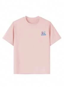 1 pieza Camiseta de cuello redondo de manga corta con gráfico de perla de té con leche, estilo casual para niñas, ropa de estudiante de verano para niños pequeños - ¡Estilo artístico de camiseta para inspirar la imaginación y la autoexpresión de los niños!