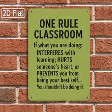 1PC Motivational Tin Sign, One Rule Classroom, Educational Wall Art, Classroom Quote, High-Quality Metal, School And Office Decor, Perfect For Classroom Wall Decor, 8x12 Inches / 20x30 Cm - 8x12吋/20x30公分-1件 - 查看 4