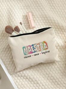 VOESETO 1 件教师教爱启发西班牙图案化妆包，旅行盥洗收纳包，派对礼物拉链收纳包，化妆包轻便旅行礼物，适合男士女士 - 彩色 - 查看 8